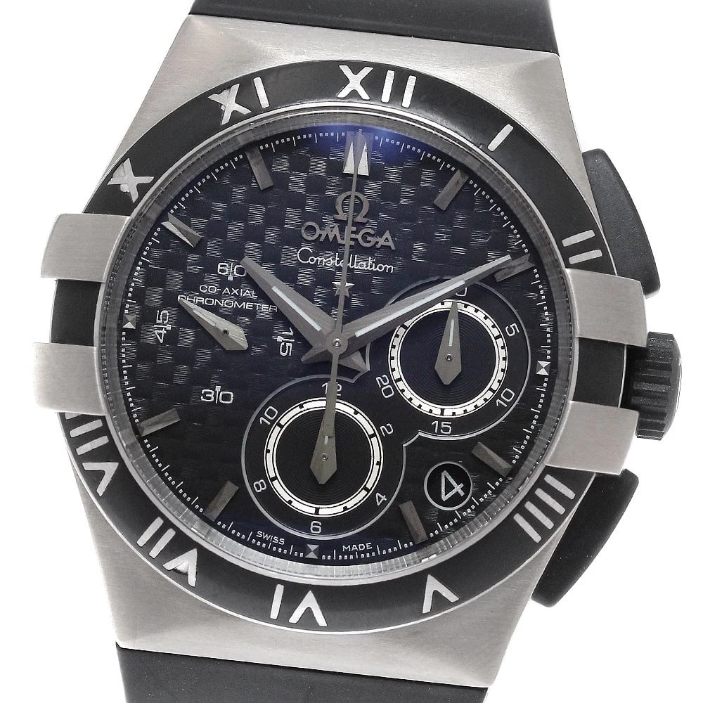 OMEGA CONSTELLATION DOUBLE EAGLE AUTOMATIC WATCH: OMEGA Constellation Double Eagle Automatic Watch Brand: OMEGA Type/Style: Wristwatch Material: Band Material rubber, Case Material titanium Color: Dial Color black Size: Case Size About35mm (1.4inch)