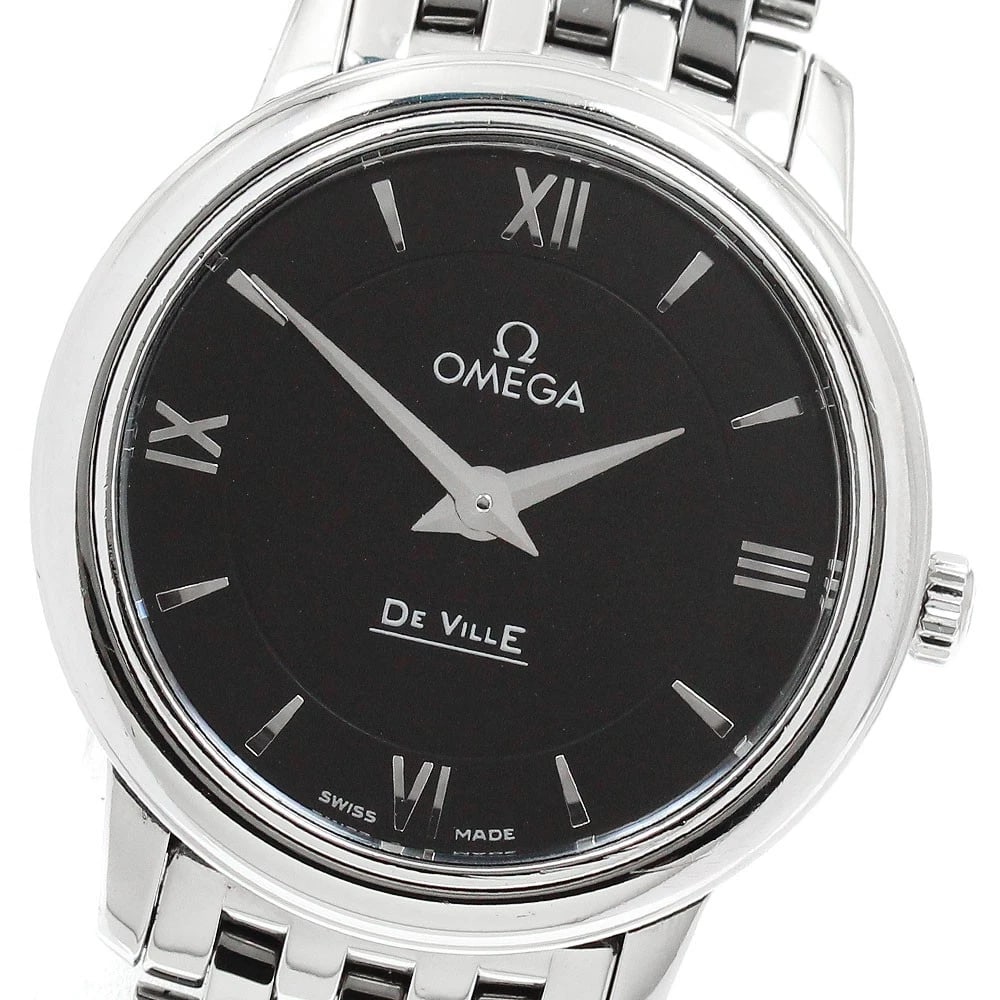 OMEGA DE VILLE PRESTIGE BLACK DIAL QUARTZ WATCH: OMEGA De Ville Prestige black Dial Quartz Watch Brand: OMEGA Type/Style: Wristwatch Material: Band Material Stainless Steel, Case Material Stainless Steel Color: Dial Color black Size: Case Size