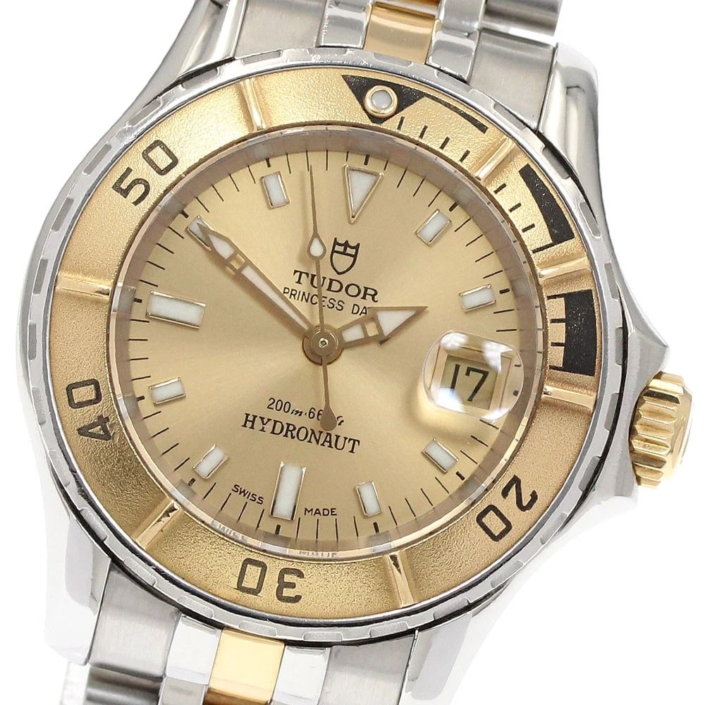 TUDOR PRINCESS DATE HYDRO NOTE GOLD DIAL AUTOMATIC WATCH: TUDOR Princess Date Hydro Note gold Dial Automatic Watch Brand: TUDOR Type/Style: Wristwatch Material: Band Material Stainless Steel/YG, Case Material Stainless Steel/YG Color: Dial Color gold Size: