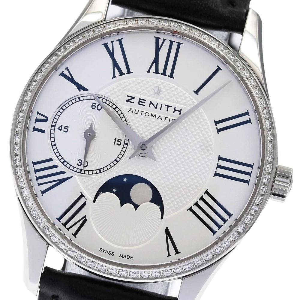 ZENITH CLASS ELITE ULTRA THIN MOON PHASE DIAMOND BEZEL WATCH (1 of 2)