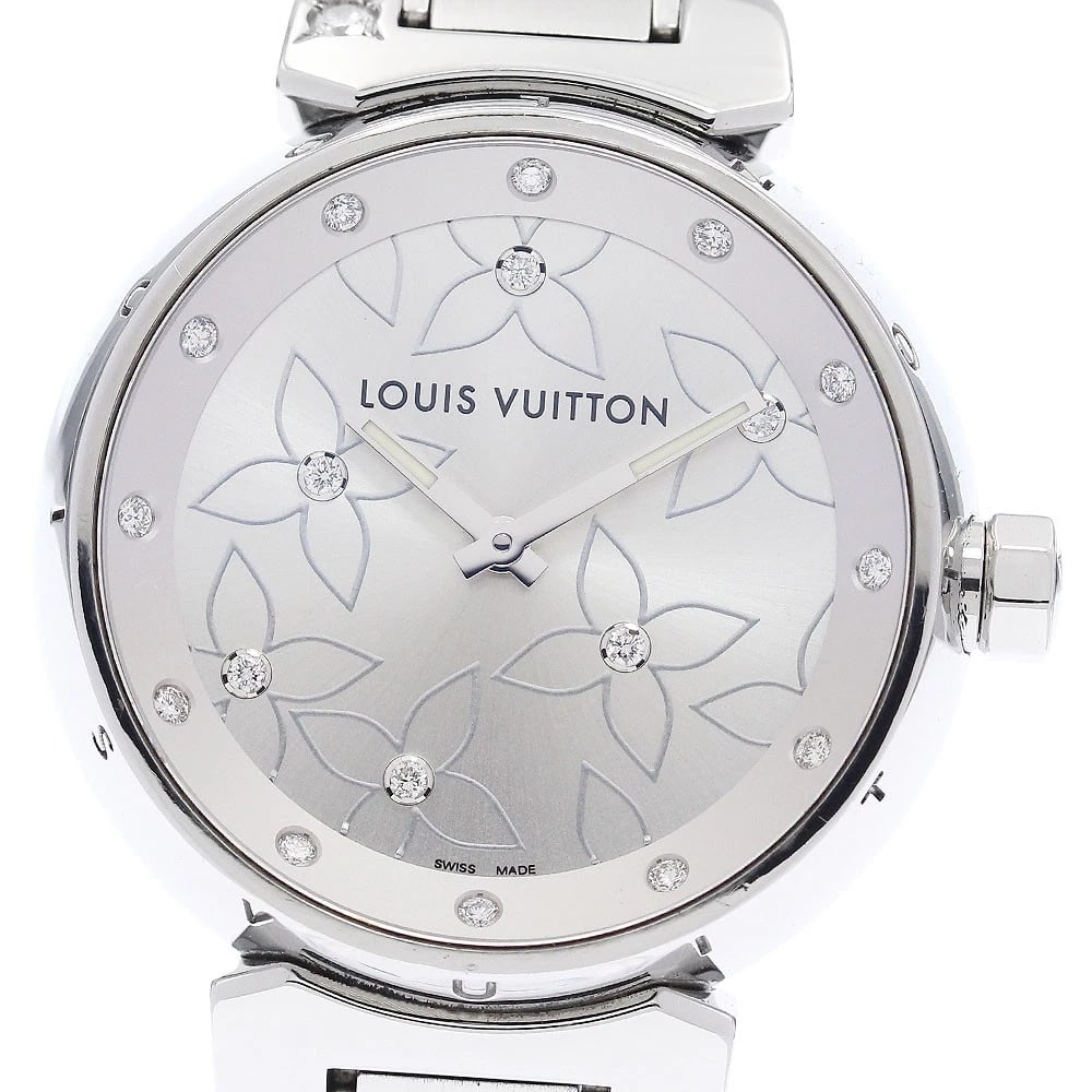 LOUIS VUITTON TAMBOUR LOVELY DIAMONDS QUARTZ WATCH: LOUIS VUITTON Tambour Lovely Diamonds Quartz Watch Brand: LOUIS VUITTON Type/Style: Wristwatch Material: Band Material Stainless Steel, Case Material Stainless Steel Color: Dial Color Silver Size: Cas