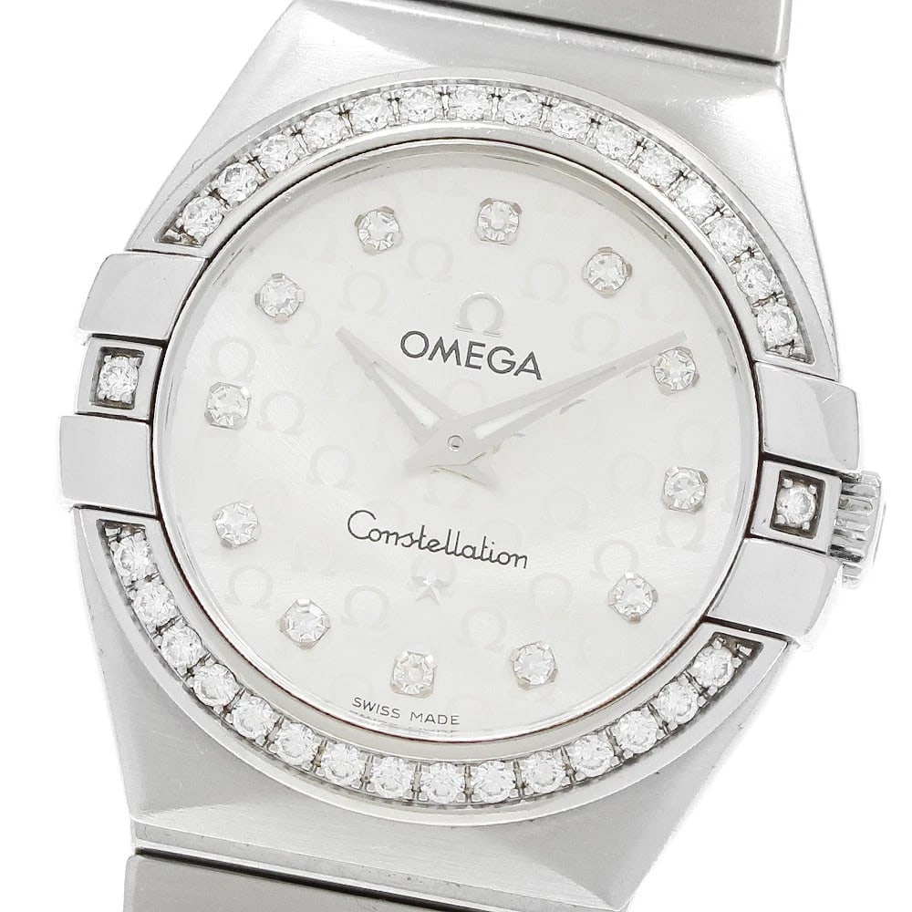 OMEGA CONSTELLATION BLUSH DIAMOND BEZEL WATCH: OMEGA Constellation Blush diamond bezel Watch Brand: OMEGA Type/Style: Wristwatch Material: Band Material Stainless Steel, Case Material Stainless Steel Color: Dial Color Silver Size: Case Size About2