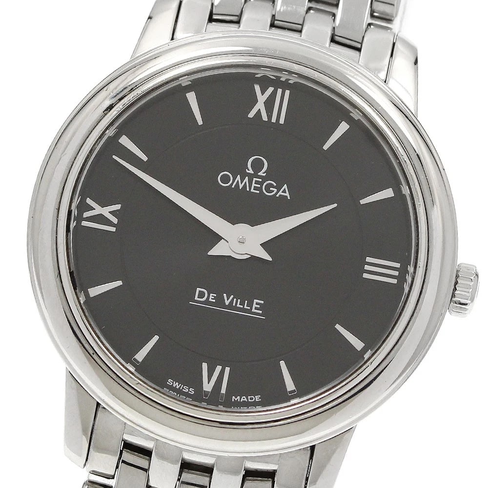 OMEGA DE VILLE PRESTIGE BLACK DIAL QUARTZ WATCH: OMEGA De Ville Prestige black Dial Quartz Watch Brand: OMEGA Type/Style: Wristwatch Material: Band Material Stainless Steel, Case Material Stainless Steel Color: Dial Color black Size: Case Size About