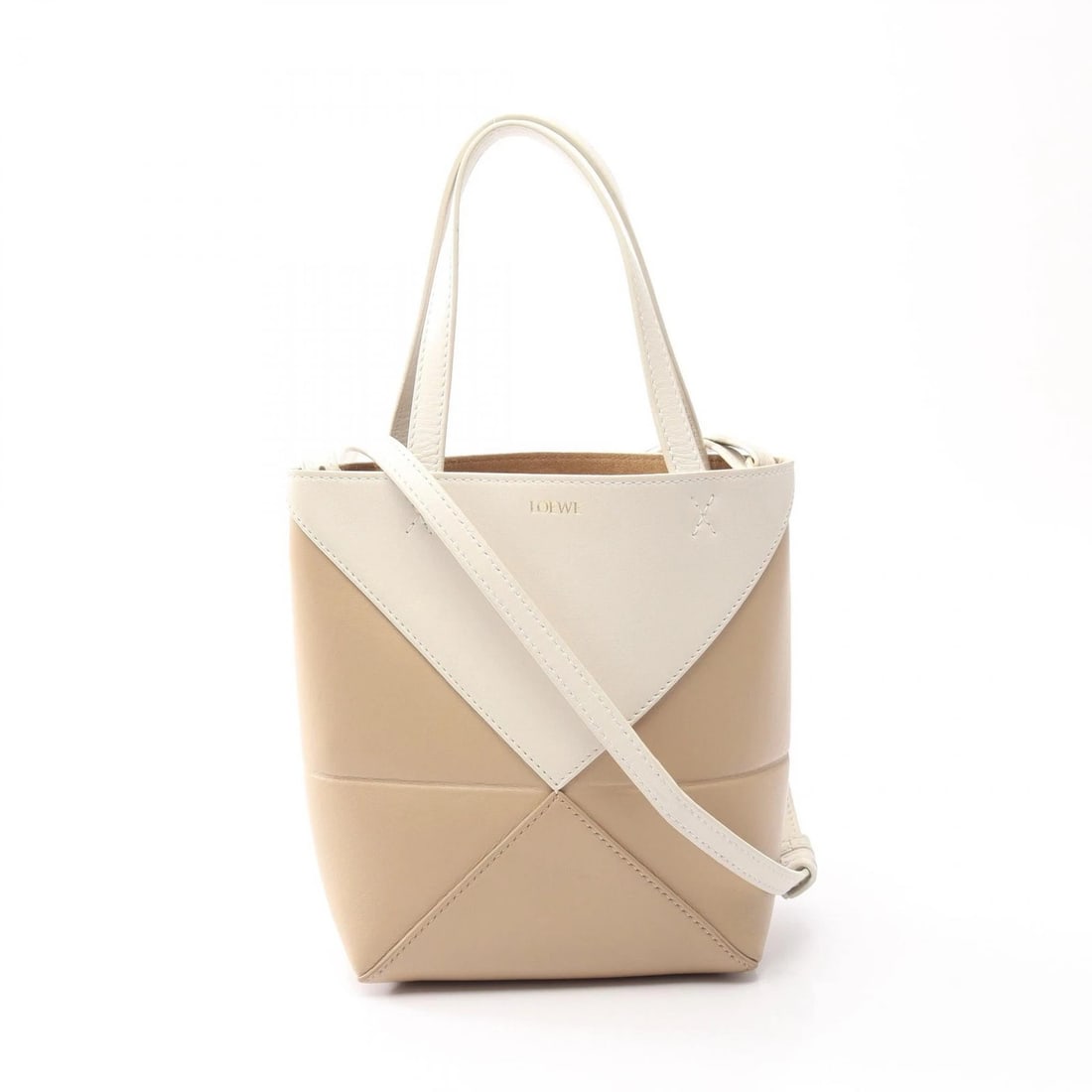 LOEWE PUZZLE FOLD MINI SHOULDER CROSSBODY HANDBAG: LOEWE Puzzle Fold Mini Shoulder Crossbody Handbag Brand: LOEWE Type/Style: Handbag Material: Exterior Material leather Color: Exterior Color Beige?ish colors and Beige?ish colors Size: H:20cm x W:16cm