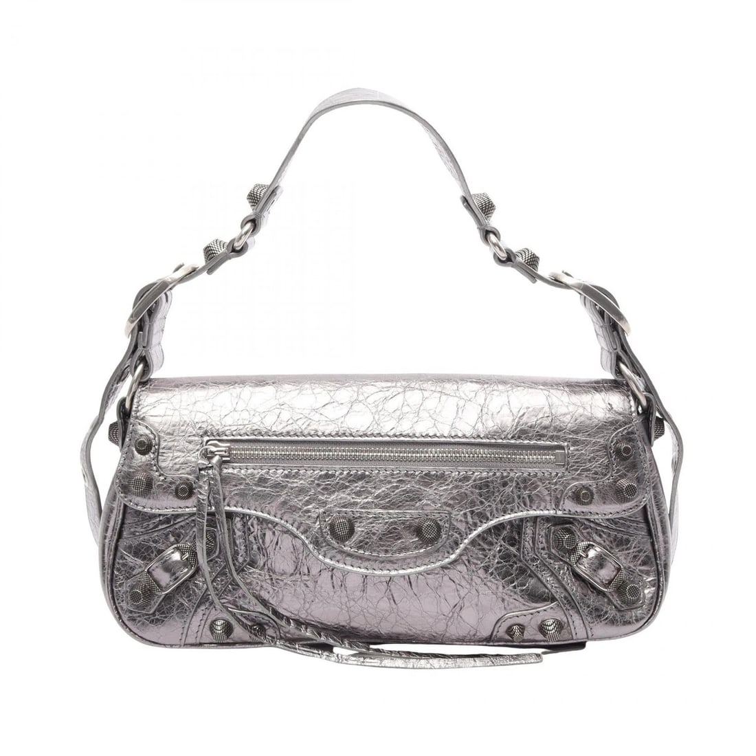 BALENCIAGA LE CAGOLE S SHOULDER HANDBAG LEATHER SILVER (1 of 5)