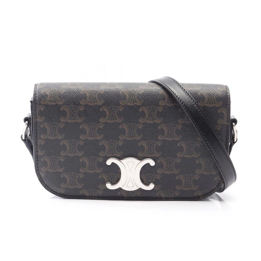 CELINE SMALL TRIOMPHE CROSSBODY SHOULDER BAG CANVAS: CELINE Small Triomphe Crossbody Shoulder Bag canvas Brand: CELINE Type/Style: Shoulder Bag Material: Exterior Material PVC coated canvas and leather Color: Exterior Color Black?ish colors Size: