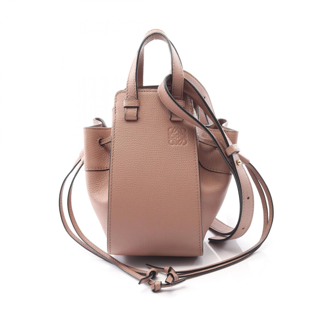 LOEWE MINI HAMMOCK DRAWSTRING SHOULDER HANDBAG: LOEWE Mini hammock Drawstring shoulder Handbag Brand: LOEWE Type/Style: Handbag Material: Exterior Material leather Color: Exterior Color Pink?ish colors Size: H:19cm x W:10.5cm x D:16.5cm (H:7.5" x W