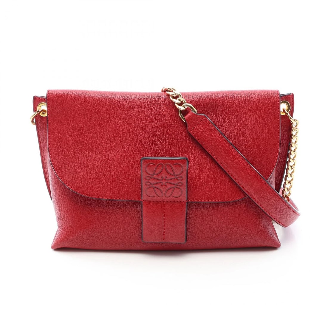 LOEWE AVENUE ANAGRAM CHAIN SHOULDER CROSSBODY BAG: LOEWE Avenue Anagram chain Shoulder crossbody Bag Brand: LOEWE Type/Style: Shoulder Bag Material: Exterior Material leather Color: Exterior Color Red?ish colors Size: H:15cm x W:24cm x D:10.5cm (H:5.9