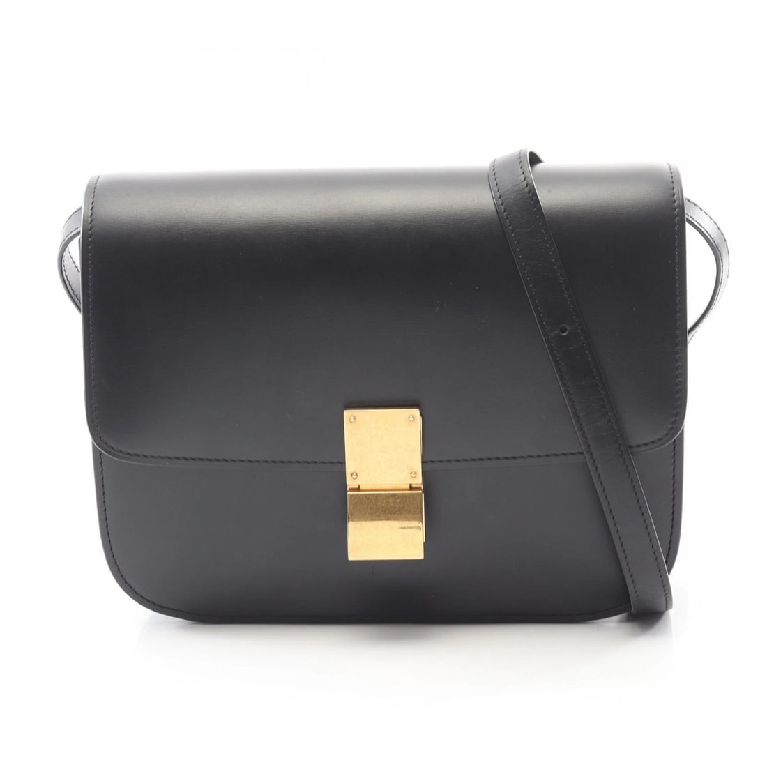 CELINE CLASSIC BOX MEDIUM SHOULDER BAG: CELINE Classic Box Medium Shoulder Bag Brand: CELINE Type/Style: Shoulder Bag Material: Exterior Material leather Color: Exterior Color Black?ish colors Size: H:18.5cm x W:23cm x D:5cm (H:7.3" x W:9.1