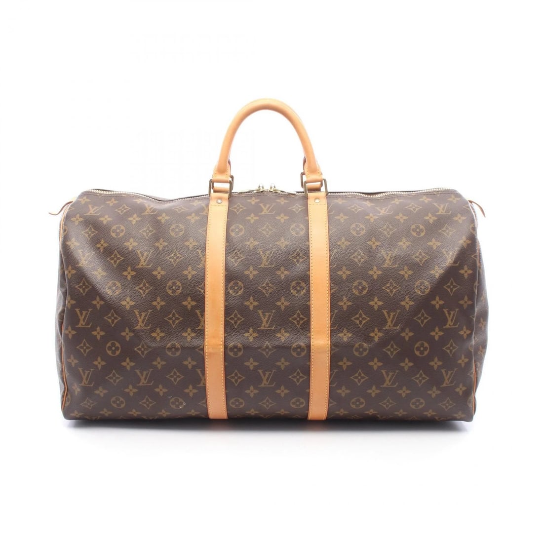 LOUIS VUITTON KEEPALL 55 TRAVEL HAND BAG: LOUIS VUITTON Keepall 55 travel hand bag Brand: LOUIS VUITTON Type/Style: Boston bag Material: Exterior Material Monogram and PVC coated canvas and leather Color: Exterior Color Brown?ish colors Size: