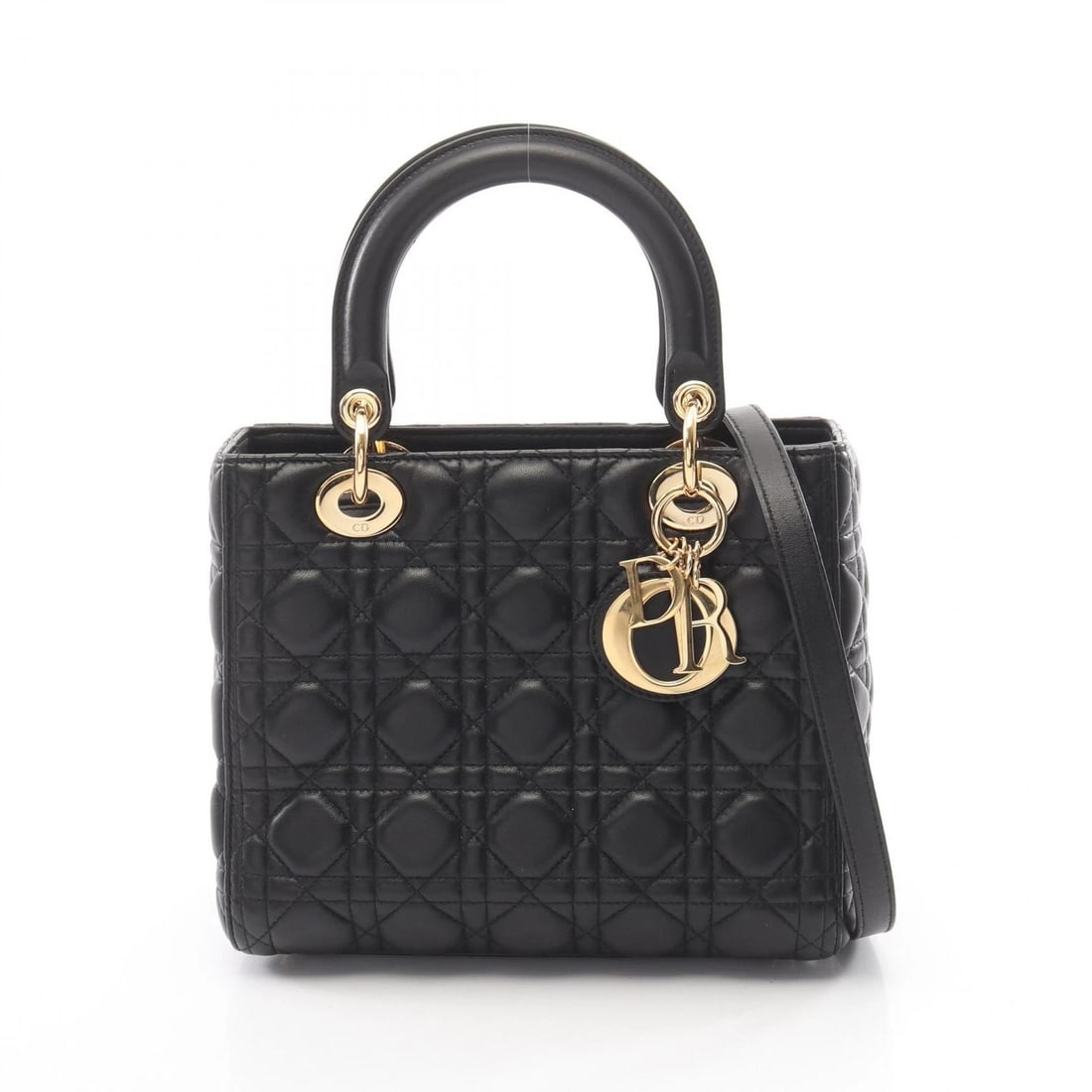CHRISTIAN DIOR CANNAGE SHOULDER TOTE HANDBAG LEATHER BLACK: Christian Dior Cannage shoulder tote Handbag leather Black Brand: Dior Type/Style: Handbag Material: Exterior Material leather Color: Exterior Color Black?ish colors Size: H:20cm x W:24cm x D:11cm (H: