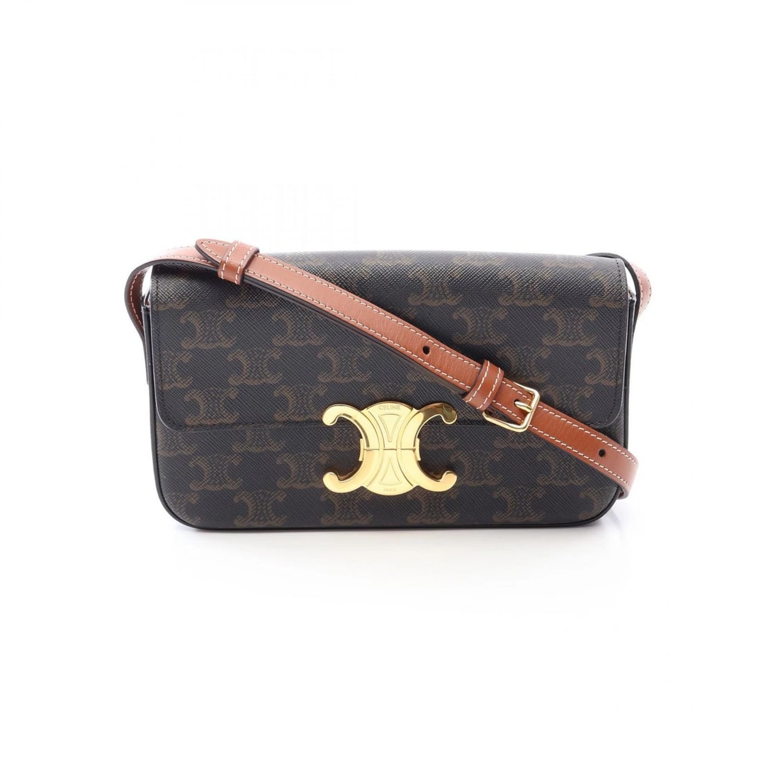 CELINE CLAUDE TRIOMPHE SHOULDER BAG PVC COATED CANVAS: CELINE Claude Triomphe Shoulder Bag PVC coated canvas Brand: CELINE Type/Style: Shoulder Bag Material: Exterior Material PVC coated canvas and leather Color: Exterior Color Brown?ish colors Size: H:12