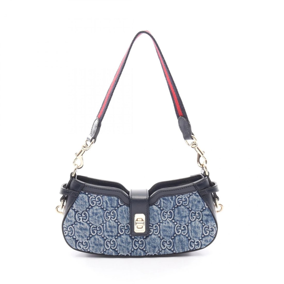 GUCCI MOONSIDE GG DENIM HANDBAG LEATHER BLUE NAVY (1 of 2)