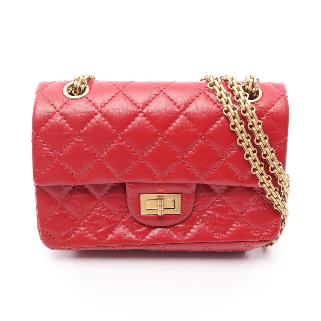CHANEL CHAIN SHOULDER BAG CALFSKIN RED GHW: CHANEL chain Shoulder Bag Calfskin Red GHW Brand: CHANEL Type/Style: Shoulder Bag Material: Exterior Material Calfskin (cowhide) Color: Exterior Color Red?ish colors Size: H:13cm x W:20cm x D:7.5cm (H