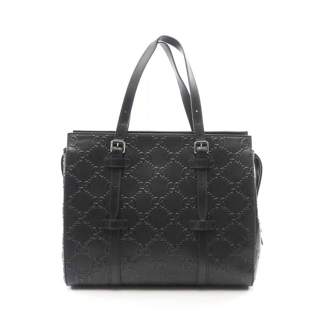 GUCCI GG EMBOSS TOTE BAG LEATHER BLACK (1 of 5)
