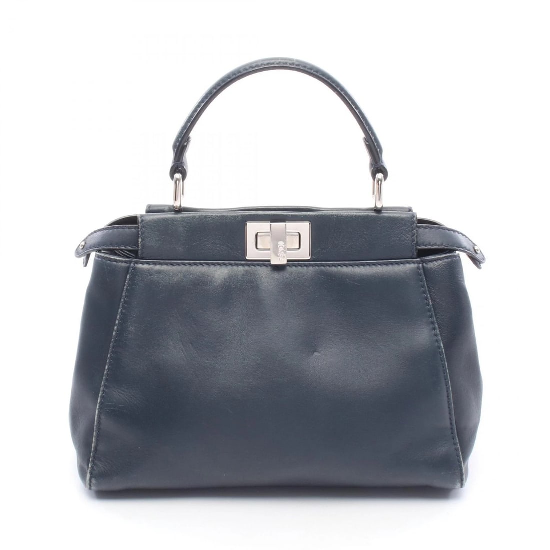 FENDI MINI PEA KABOO HANDBAG LEATHER NAVY: FENDI Mini Pea Kaboo Handbag leather Navy Brand: FENDI Type/Style: Handbag Material: Exterior Material leather Color: Exterior Color Navy?ish colors Size: H:18cm x W:23cm x D:11cm (H:7.1" x W:9.1" x D
