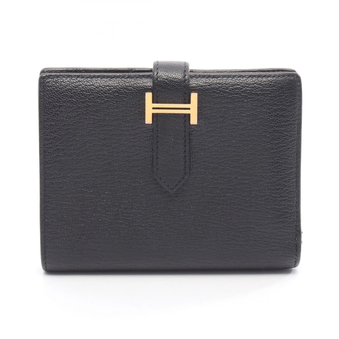 HERMES BEARN COMPACT BI-FOLD WALLET PURSE: HERMES Bearn Compact Bi-fold wallet purse Brand: HERMES Type/Style: Bi-fold wallet Material: Exterior Material Chevre and leather and Chevre Color: Exterior Color Black?ish colors Size: H:9cm x