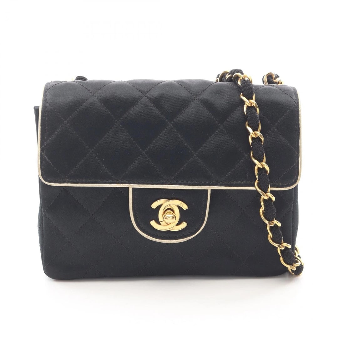 CHANEL MINI MATELASSE CHAIN SHOULDER BAG: CHANEL Mini Matelasse chain Shoulder Bag Brand: CHANEL Type/Style: Shoulder Bag Material: Exterior Material Fabric and leather Color: Exterior Color Black?ish colors and Gold?ish colors Size: H:13cm x