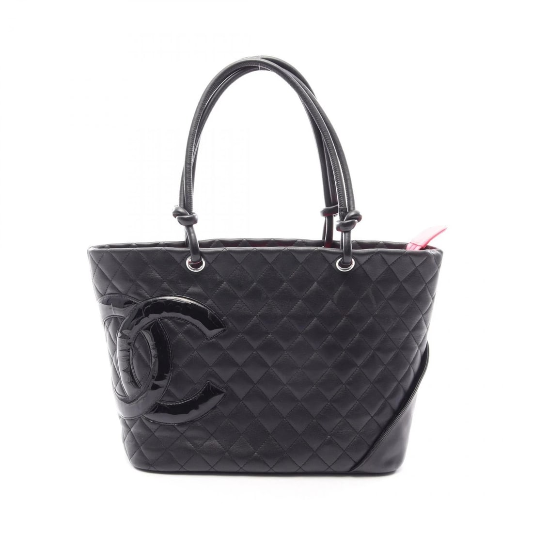 CHANEL CAMBON LINE LARGE TOTE SHOULDER BAG: CHANEL Cambon Line Large Tote shoulder Bag Brand: CHANEL Type/Style: Tote Bag Material: Exterior Material leather and Patent leather Color: Exterior Color Black?ish colors Size: H:25cm x W:30cm x D:15