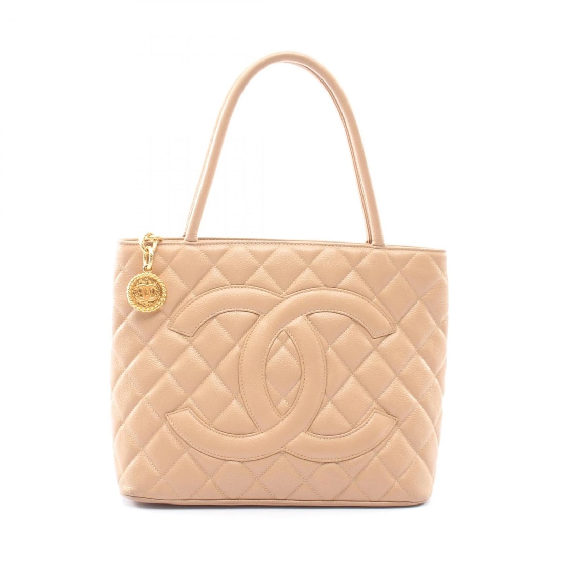 CHANEL MEDALLION TOTE HANDBAG GRAINED CALFSKIN LEATHER: CHANEL Medallion Tote Handbag Grained Calfskin leather Brand: CHANEL Type/Style: Tote Bag Material: Exterior Material Grained Calfskin leather Color: Exterior Color Beige?ish colors Size: H:24cm x
