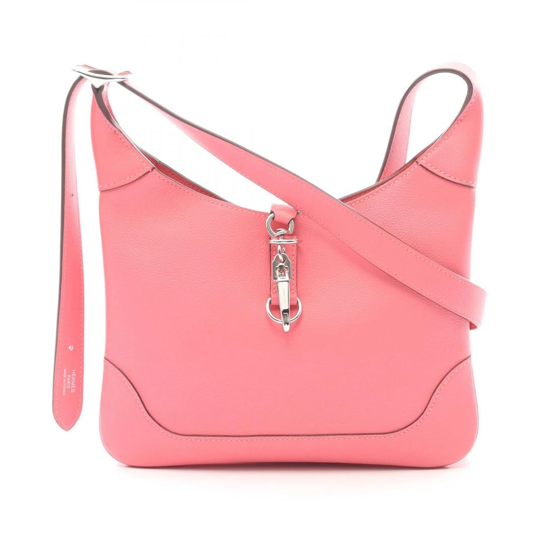 HERMES TRIM 24 DUO SHOULDER CROSSBODY BAG: HERMES Trim 24 Duo Shoulder Crossbody Bag Brand: HERMES Type/Style: Shoulder Bag Material: Exterior Material Evercolor leather and leather and Evercolor leather Color: Exterior Color Rose azalee /