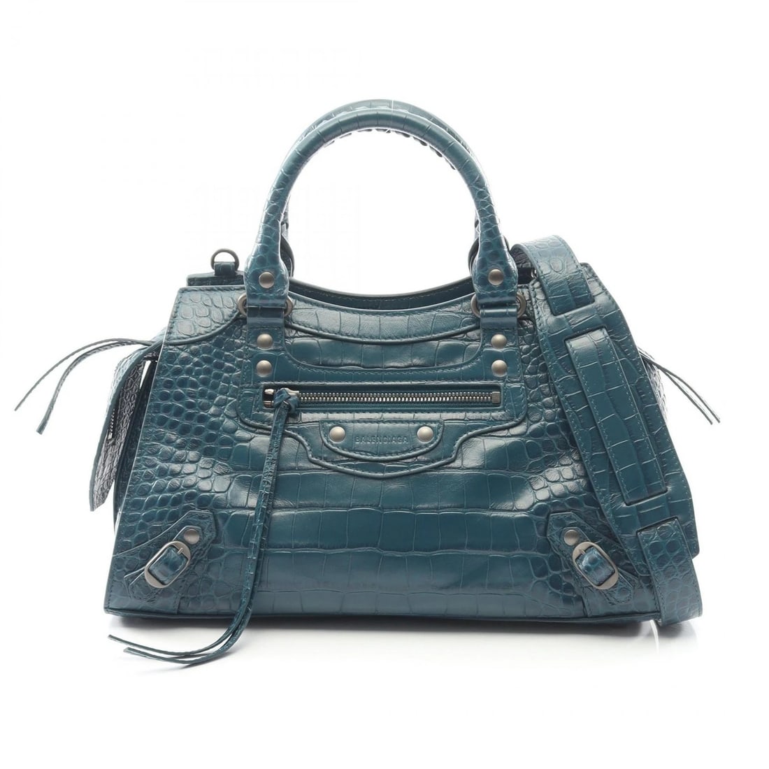 BALENCIAGA NEO CLASSIC CITY SMALL SHOULDER HANDBAG: BALENCIAGA Neo Classic City Small Shoulder Handbag Brand: BALENCIAGA Type/Style: Handbag Material: Exterior Material Embossed leather Color: Exterior Color Green?ish colors Size: H:19cm x W:33cm x
