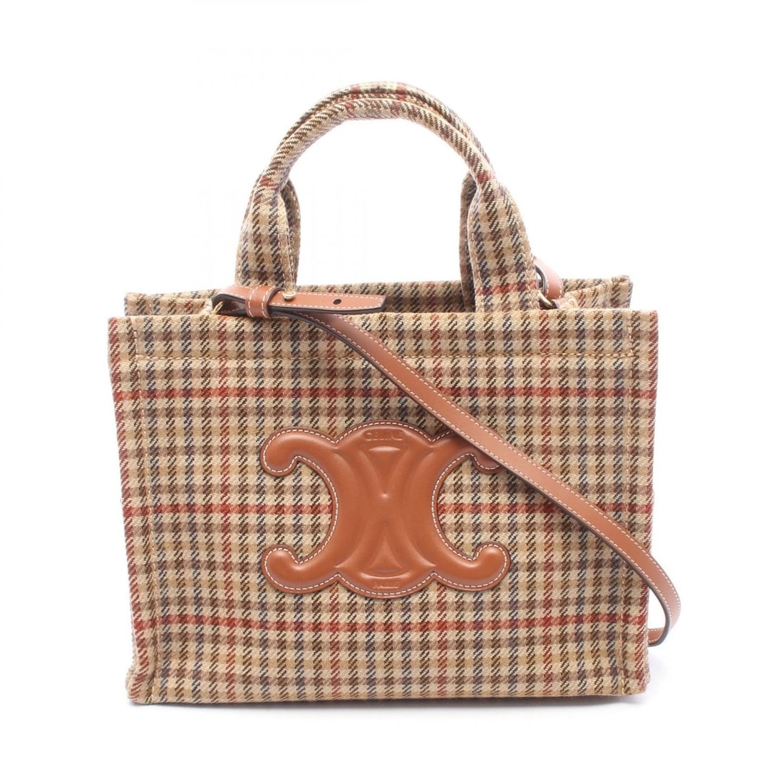 CELINE SMALL CABAS THAIS SHOULDER TOTE BAG: CELINE SMALL CABAS Thais Shoulder Tote Bag Brand: CELINE Type/Style: Tote Bag Material: Exterior Material Fabric and leather Color: Exterior Color Beige?ish colors and Brown?ish colors and