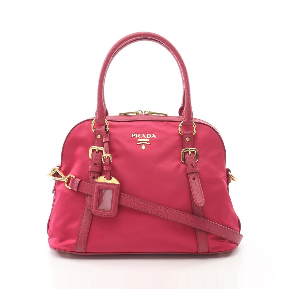 PRADA TESSUTO SAFFIANO 2WAY SHOULDER HANDBAG: PRADA TESSUTO SAFFIANO 2Way Shoulder Handbag Brand: PRADA Type/Style: Handbag Material: Exterior Material Nylon and Saffiano leather Color: Exterior Color Pink?ish colors Size: H:24cm x W:33cm x D:15c