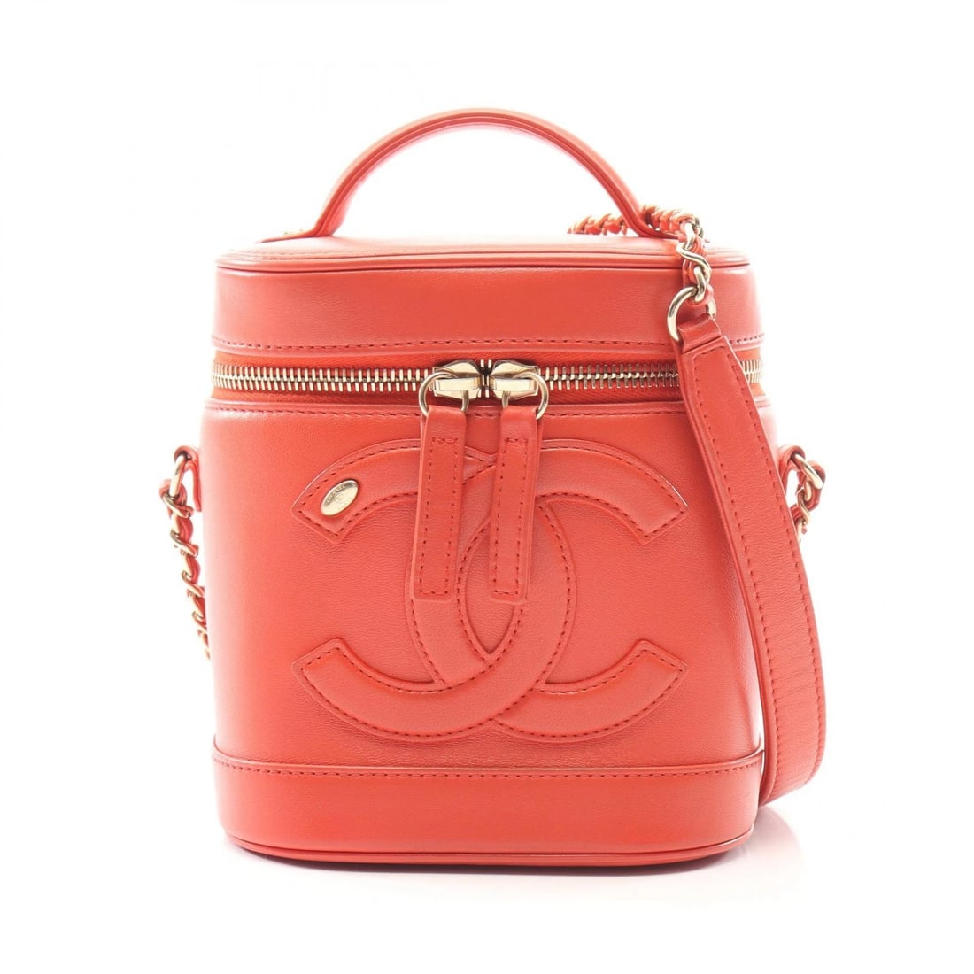CHANEL COCO MARK VANITY CROSSBODY HANDBAG: CHANEL COCO Mark Vanity Crossbody Handbag Brand: CHANEL Type/Style: Handbag Material: Exterior Material Lambskin (sheep leather) Color: Exterior Color Red?ish colors Size: H:16cm x W:14cm x D:11.5cm (