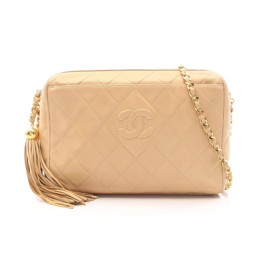 CHANEL MATELASSE TASSEL CHAIN SHOULDER BAG: CHANEL Matelasse tassel Chain Shoulder Bag Brand: CHANEL Type/Style: Shoulder Bag Material: Exterior Material Lambskin (sheep leather) Color: Exterior Color Beige?ish colors Size: H:18cm x W:24cm x