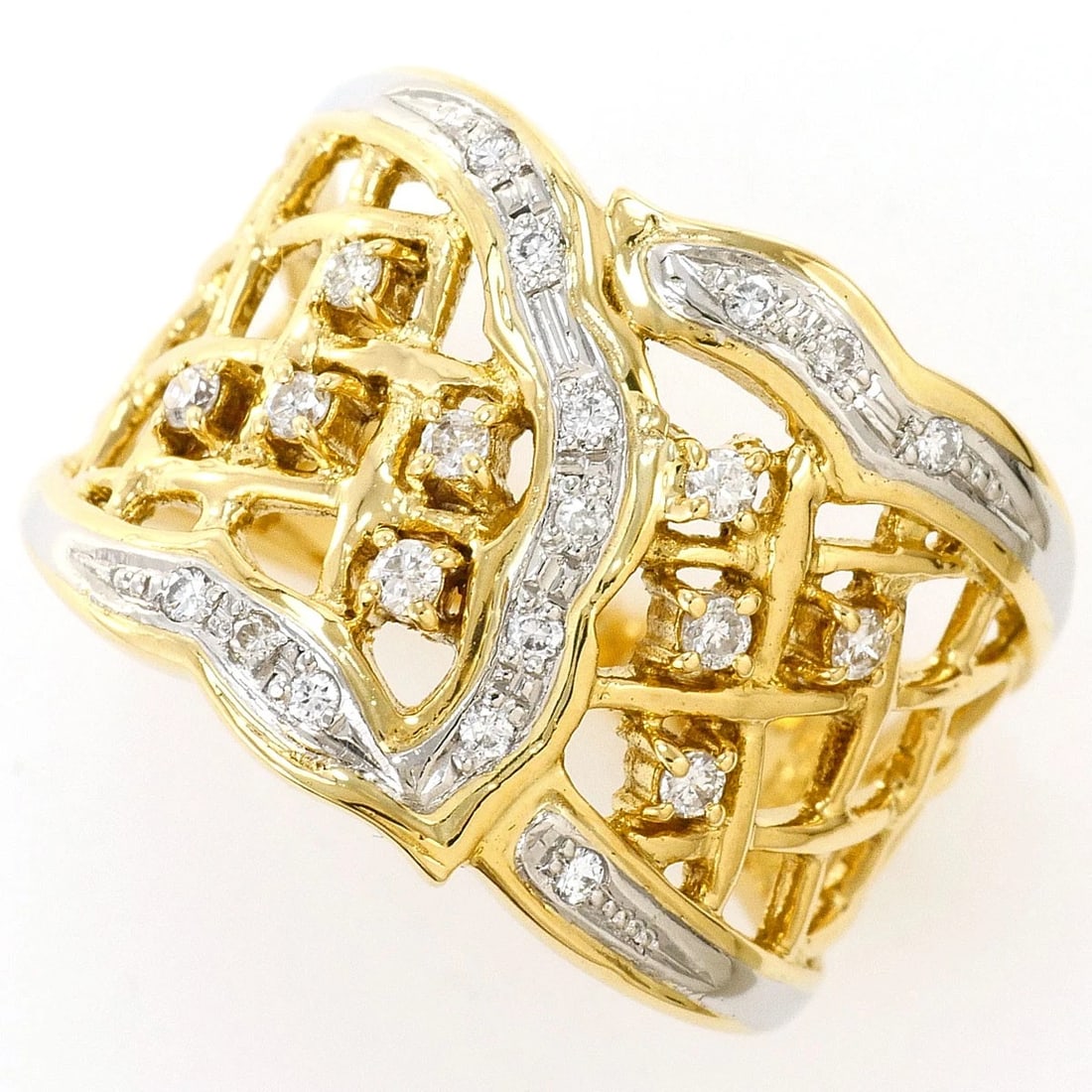 PT900 K18 RING DIAMOND: PT900 K18 Ring Diamond Brand: No Brand Type/Style: Ring Material: PT900/Platinum,K18, Main Stone Natural Color: None Size: US 6 Accessories: None Accessories Notice: When purchasing pre-ow