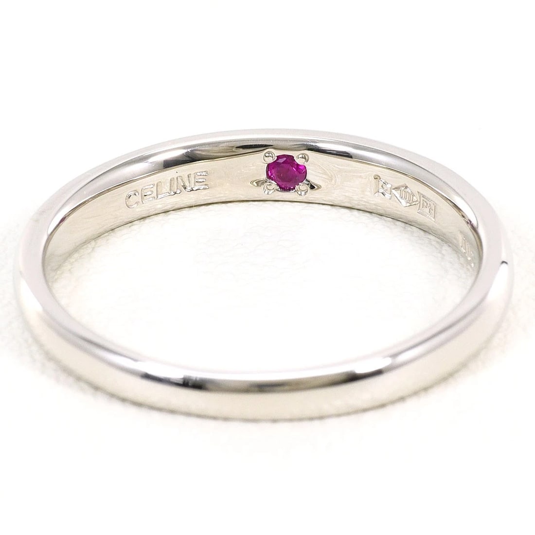 CELINE PT1000 PLATINUM RING RUBY - 3