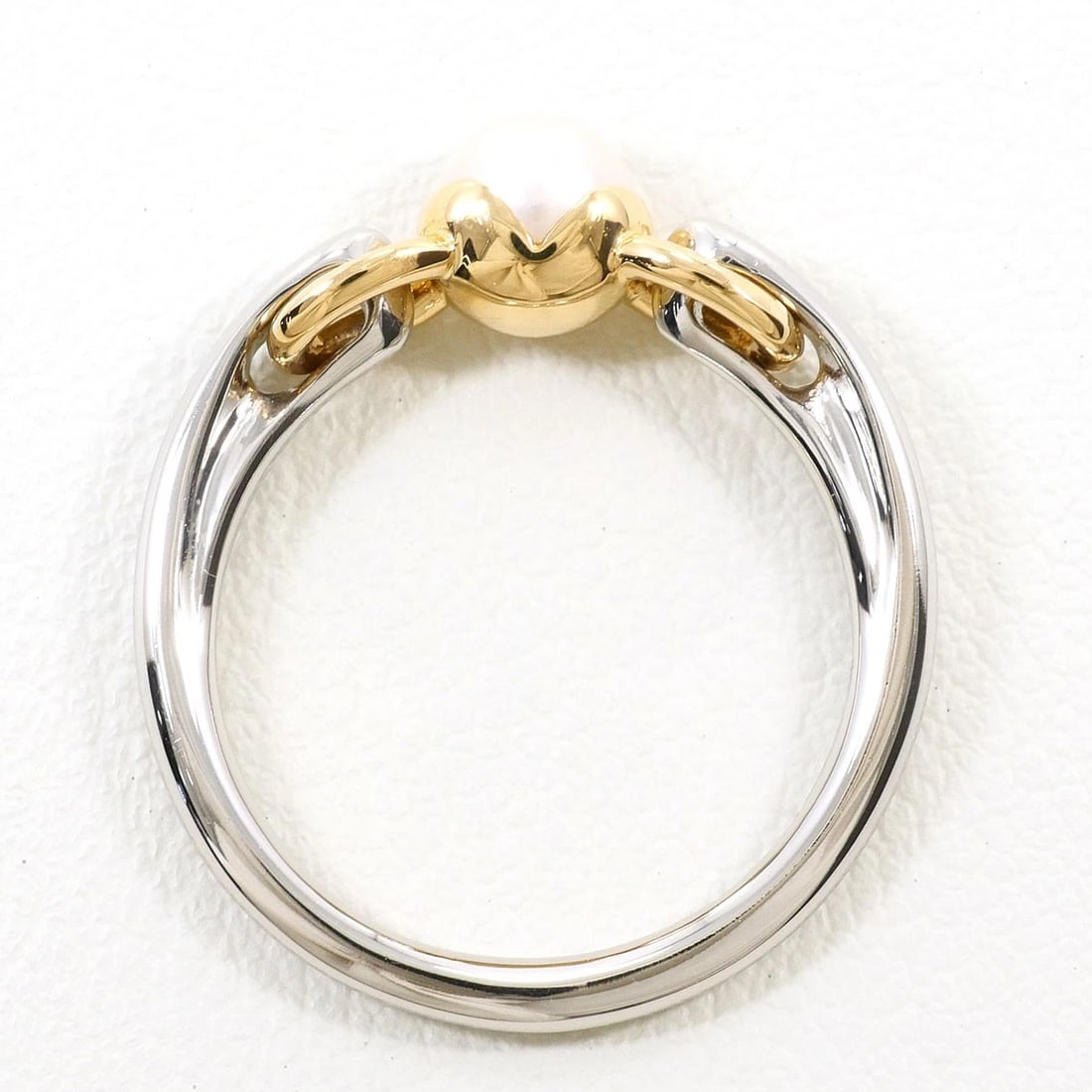 PT950 K18 RING PEARL - 2