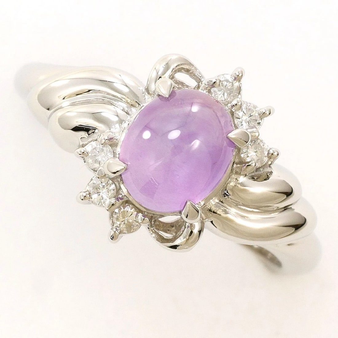 PT850 PLATINUM RING STAR SAPPHIRE: PT850 Platinum Ring Star sapphire Brand: No Brand Type/Style: Ring Material: PT850, Color: Silver Size: US 5 3/8 Accessories: None Accessories Notice: When purchasing pre-owned goods, please refer to