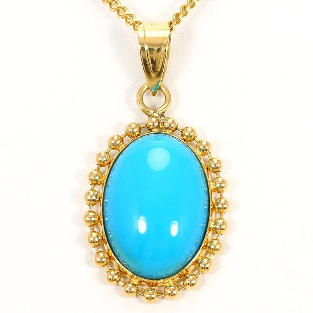 K18 GOLD NECKLACE TURQUOISE: K18 gold Necklace Turquoise Brand: No Brand Type/Style: Necklace Material: K18/Yellow Gold, Main Stone Turquoise Color: Yellow Gold Size: Top size?H:about25?W:about13mm(Top and chain are removable, Ch