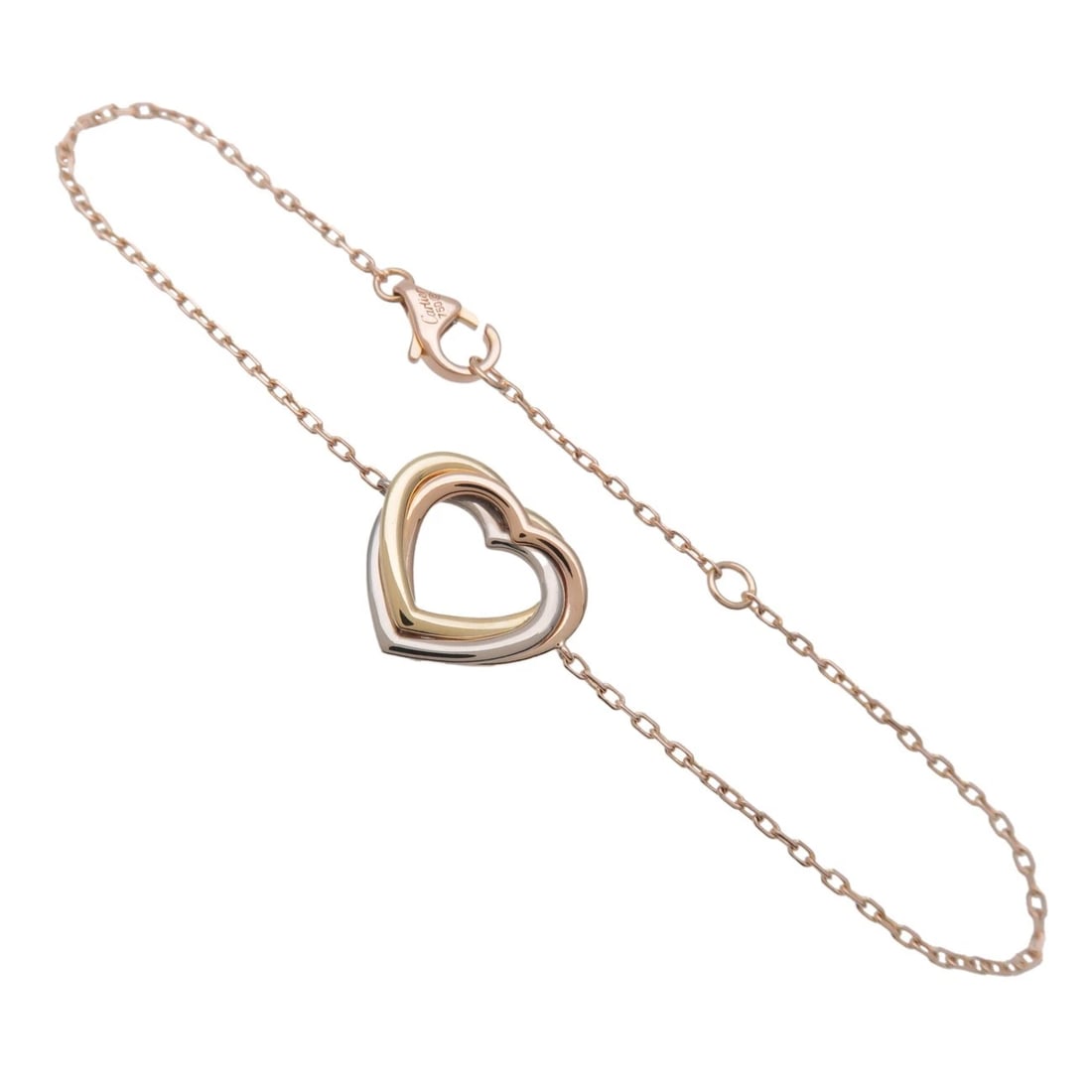 CARTIER TRINITY HEART BRACELET 18K YG/PG/WG (1 of 6)