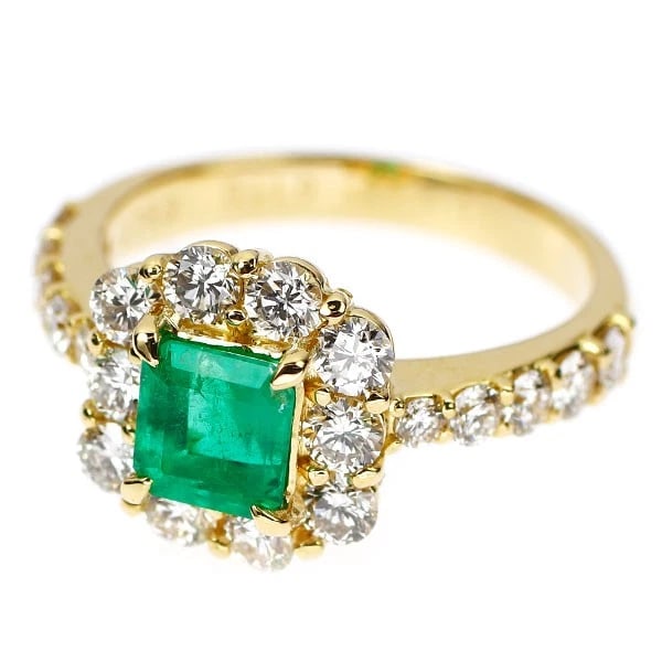 K18YG EMERALD DIAMOND RING - 2