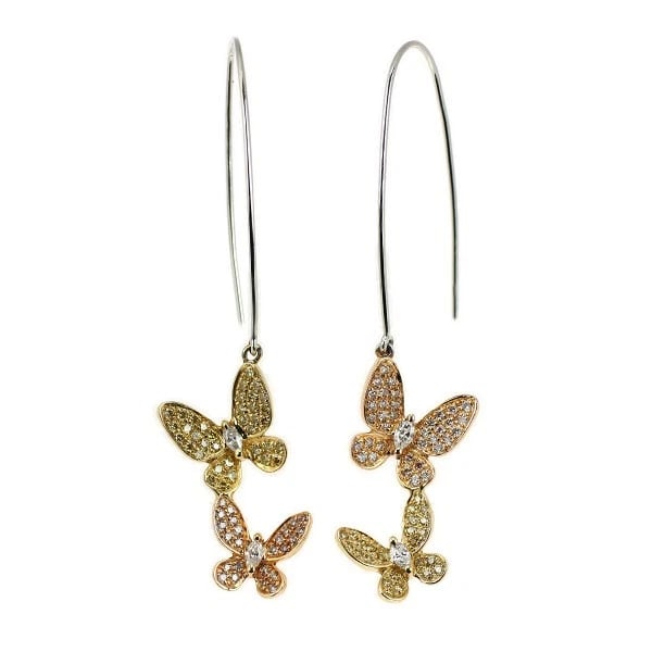 K18YG/WG/PG BUTTERFLY DIAMOND EARRINGS: K18YG/WG/PG butterfly diamond earrings Brand: None Type/Style: piercing Material: K18YG, Main Stone Natural Color: YG/WG/PG Size: Length/Width/Diameter 50.5 cm Accessories: None Accessories Notice: