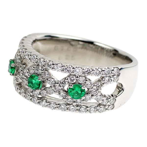 PT900 EMERALD DIAMOND RING - 2
