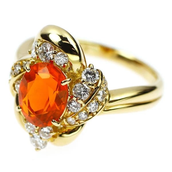 K18YG FIRE OPAL DIAMOND RING - 2
