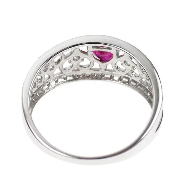 PT900 HEART SHAPE RUBY DIAMOND RING - 2