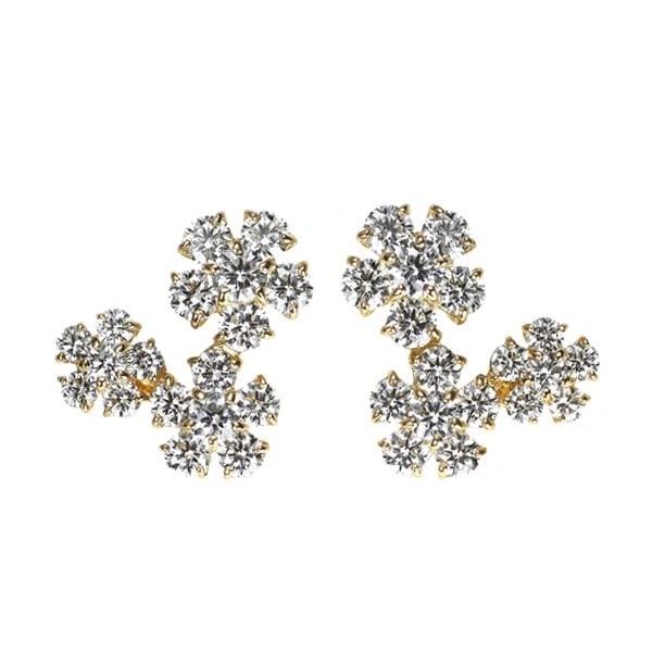 K18YG FLOWER DIAMOND EARRING: K18YG flower diamond earring Brand: None Type/Style: piercing Material: K18YG, Main Stone Natural Color: YG Size: Length/Width/Diameter 11.6 cm Accessories: None Accessories Notice: When purchasing