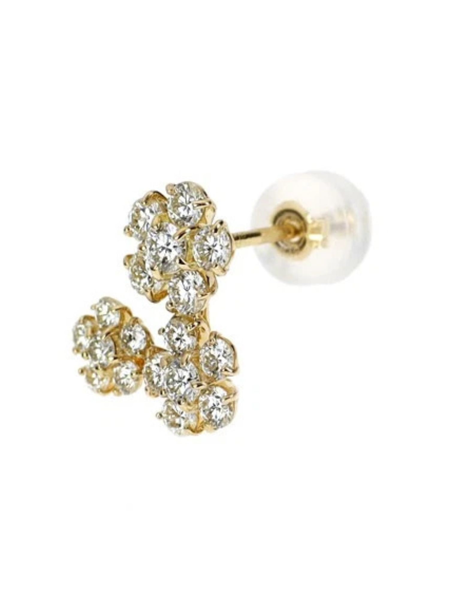 K18YG FLOWER DIAMOND EARRING - 2