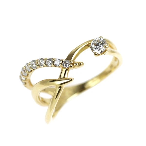 K18YG PINKY DIAMOND RING: K18YG pinky diamond ring Brand: None Type/Style: rings Material: K18YG, Main Stone Natural Color: YG Size: 2.75 - 3 US Accessories: None Accessories Notice: When purchasing pre-owned goods, please