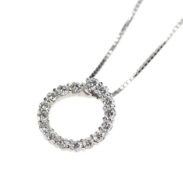 K18WG DIAMOND PENDANT NECKLACE: K18WG DIAMOND PENDANT NECKLACE Brand: None Type/Style: pendant necklace Material: K18WG, Main Stone Natural Color: WG Size: Chain Length ?45 cm Accessories: None Accessories Notice: When p