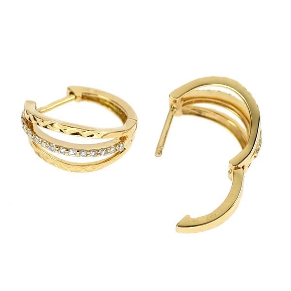 K18YG DIAMOND HOOP EARRINGS - 2