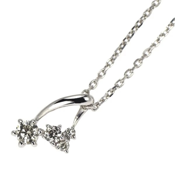 K18WG DIAMOND PENDANT NECKLACE: K18WG DIAMOND PENDANT NECKLACE Brand: None Type/Style: pendant necklace Material: K18WG, Main Stone Natural Color: WG Size: Chain Length 40 cm Accessories: None Accessories Notice: When purchasing