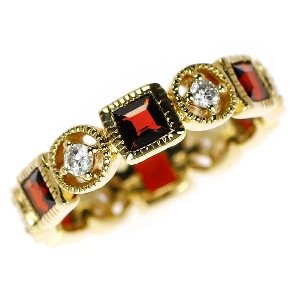 ROKUZAN K18YG GARNET DIAMOND RING: Rokuzan K18YG garnet diamond ring Brand: None Type/Style: rings Material: K18YG, Main Stone Natural Color: YG Size: 3.75 US Accessories: None Accessories Notice: When purchasing pre-owned goods,