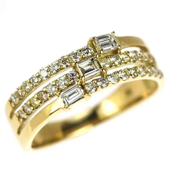 K18YG DIAMOND RING: K18YG diamond ring Brand: None Type/Style: rings Material: K18YG, Main Stone Natural Color: YG Size: 6 US Accessories: None Accessories Notice: When purchasing pre-owned goods, please refer to the