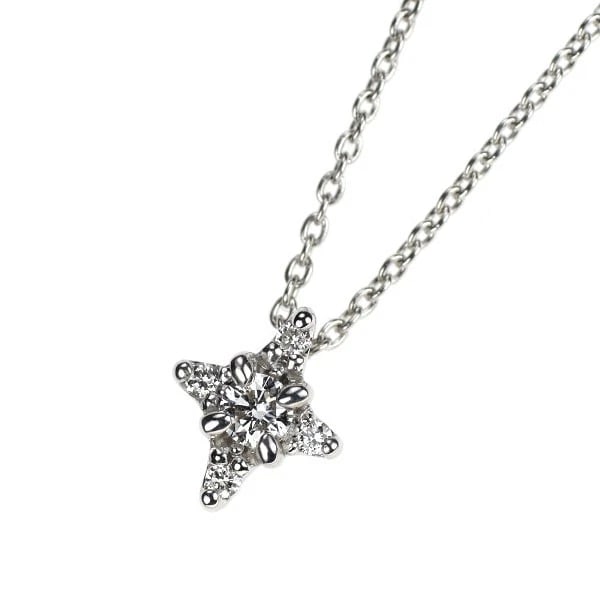 STAR JEWELRY K18WG DIAMOND PENDANT NECKLACE: Star Jewelry K18WG Diamond Pendant Necklace Brand: star jewelry Type/Style: pendant necklace Material: K18WG, Main Stone Natural Color: WG Size: Chain Length 40 cm Accessories: None Accessories